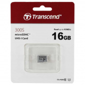Карта памяти Transcend 300S micro SDHC Card U1 UHS-I 16GB (95Mb/s. 400x), class 10 U1 без адаптера